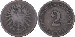 World Coins - GERMANY - EMPIRE, Wilhelm I, 2 Pfennig, 1875, Hannover, Copper, , KM:2