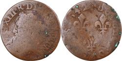 World Coins - France, Louis XIII, Double Tournois, 1642, Copper,