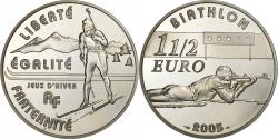 World Coins - France, 1-1/2 Euro, Jeux d'Hiver- Biathlon, 2005, Paris, Silver, , KM:1423