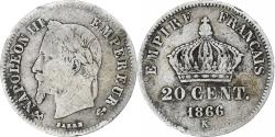 World Coins - Coin, France, Napoleon III, 20 Centimes, 1866, Bordeaux, , Silver