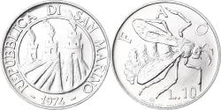 World Coins - Coin, San Marino, 10 Lire, 1974, Rome, FDC, , Aluminum, KM:33