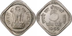 World Coins - India, 5 Paise, 1965, Bombay, Aluminum, , KM:17