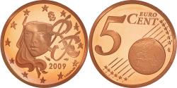 World Coins - France, 5 Euro Cent, 2009, Proof / BE, , Copper Plated Steel
