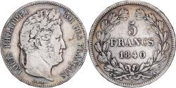 World Coins - France, Louis Philippe I, 5 Francs, 1840, Paris, Silver, , Gadoury:678
