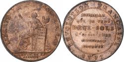 World Coins - France, Monneron de 2 Sols, 1792 / AN 4, Birmingham, Copper,
