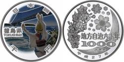 World Coins - Japan, 1000 Yen, TOKUSHIMA 47 Prefectures, 2015, 1 Oz, Proof, Silver,
