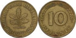 World Coins - Federal Republic of Germany, 10 Pfennig, 1950, Karlsruhe, Brass Clad Steel