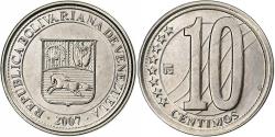World Coins - Venezuela, 10 Centimos, 2007, Maracay, Nickel plated steel, , KM:89