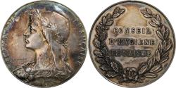 World Coins - France, Token, Conseil d'Hygiène de l'Aisne, Silver, Roty,