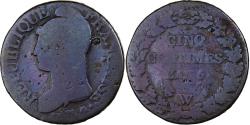 World Coins - France, 5 Centimes, Dupré, AN 5, Lille, Copper,