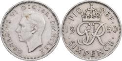 World Coins - Great Britain, George VI, 6 Pence, 1950, Copper-nickel, , KM:875