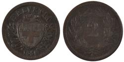 World Coins - Coin, Switzerland, 2 Rappen, 1850, Paris, , Bronze, KM:4.1