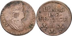 World Coins - France, Louis XIV, Liard de France, 1696, La Rochelle, Copper,
