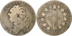 World Coins - France, Louis XVI, 12 Deniers, 1791 / AN 3, Paris, Métal de cloche,