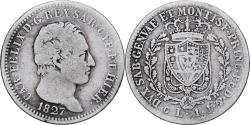 World Coins - Italy, 1 Lire, 1827, Turin, Silver, , KM:C#103.1