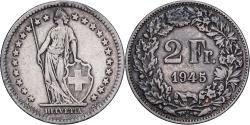 World Coins - Switzerland, 2 Francs, 1945, Bern, Silver, , KM:21