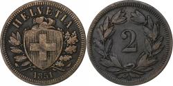 World Coins - Switzerland, 2 Rappen, 1851, Paris, Bronze, , KM:4