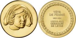 World Coins - France, Medal, Tête de Femme, Nikolaus Gerhaert de Leyde, Gilt Bronze,