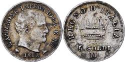 World Coins - Italian States, KINGDOM OF NAPOLEON, Napoleon I, 5 Soldi, 1812, Milan, Silver