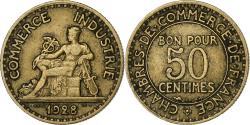 World Coins - France, 50 Centimes, Chambre de commerce, 1928, Paris, Aluminum-Bronze