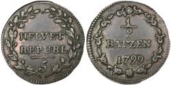 World Coins - Coin, Switzerland, 1/2 Batzen, 1799, , Billon, KM:A6