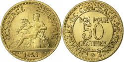 World Coins - France, 50 Centimes, Chambre de commerce, 1921, Paris, Aluminum-Bronze