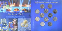 World Coins - Germany, Euro set + stamps, Deutsche Post, 2002, FDC, , Bi-Metallic