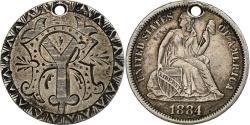 Us Coins - United States, Love Token, Seated Liberty, 1884, Silver, Collection Térisse