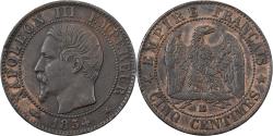 World Coins - France, Napoleon III, 5 Centimes, 1854, Strasbourg, Bronze,