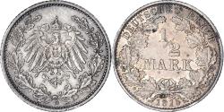 World Coins - Coin, GERMANY - EMPIRE, 1/2 Mark, 1915, Karlsruhe, , Silver, KM:17