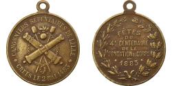 World Coins - France, Medal, Canonniers Sédentaires de Lille, 4ème Centenaire, 1883, Brass