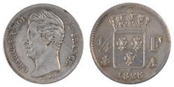 World Coins - Coin, France, Charles X, 1/4 Franc, 1828, Paris, , Silver, Gadoury:353