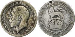 World Coins - Great Britain, George V, 6 Pence, 1924, London, Silver,