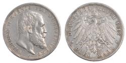 World Coins - Coin, German States, WURTTEMBERG, Wilhelm II, 3 Mark, 1912, Freudenstadt