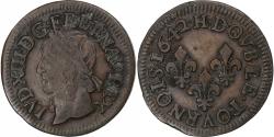 World Coins - France, Louis XIII, Double Tournois, 1642, La Rochelle, Copper,