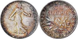 World Coins - France, 50 Centimes, Semeuse, 1910, Paris, Silver,