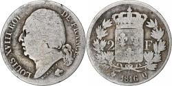 World Coins - France, Louis XVIII, 2 Francs, 1816, Perpignan, Silver, , Gadoury:513