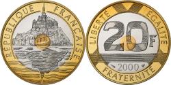 World Coins - France, 20 Francs, Mont Saint-Michel, 2000, MDP, Proof, Bimetallic,