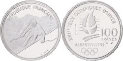 World Coins - France, 100 Francs, 1992 Olympics, Albertville, Alpine Skiing, 1989, Paris