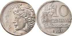 World Coins - Coin, Brazil, 10 Centavos, 1967, error off center strike,