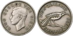 World Coins - New Zealand, George VI, 6 Pence, 1950, Copper-nickel, , KM:16