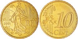 World Coins - France, 10 Euro Cent, 2001, Paris, Proof / BE, , Brass, Gadoury:4a