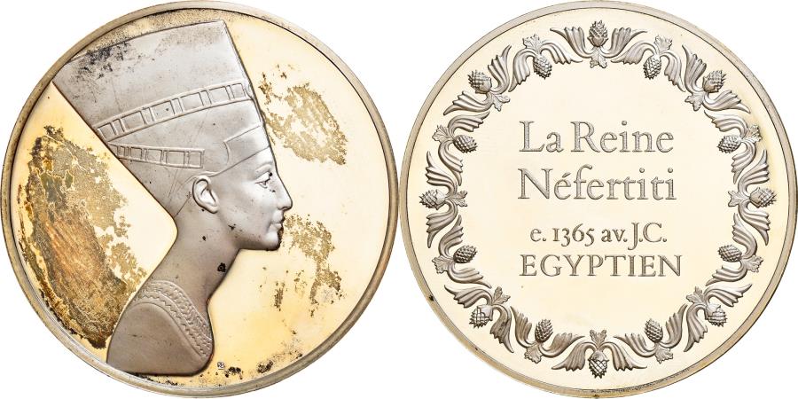France, Medal, Peinture, La Reine Nefertiti, Egyptien, , Silver