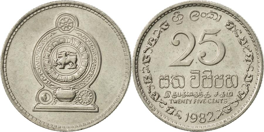 Sri Lanka 25 Cents 19 Copper Nickel Km 141 2 Asian And Middle Eastern Coins
