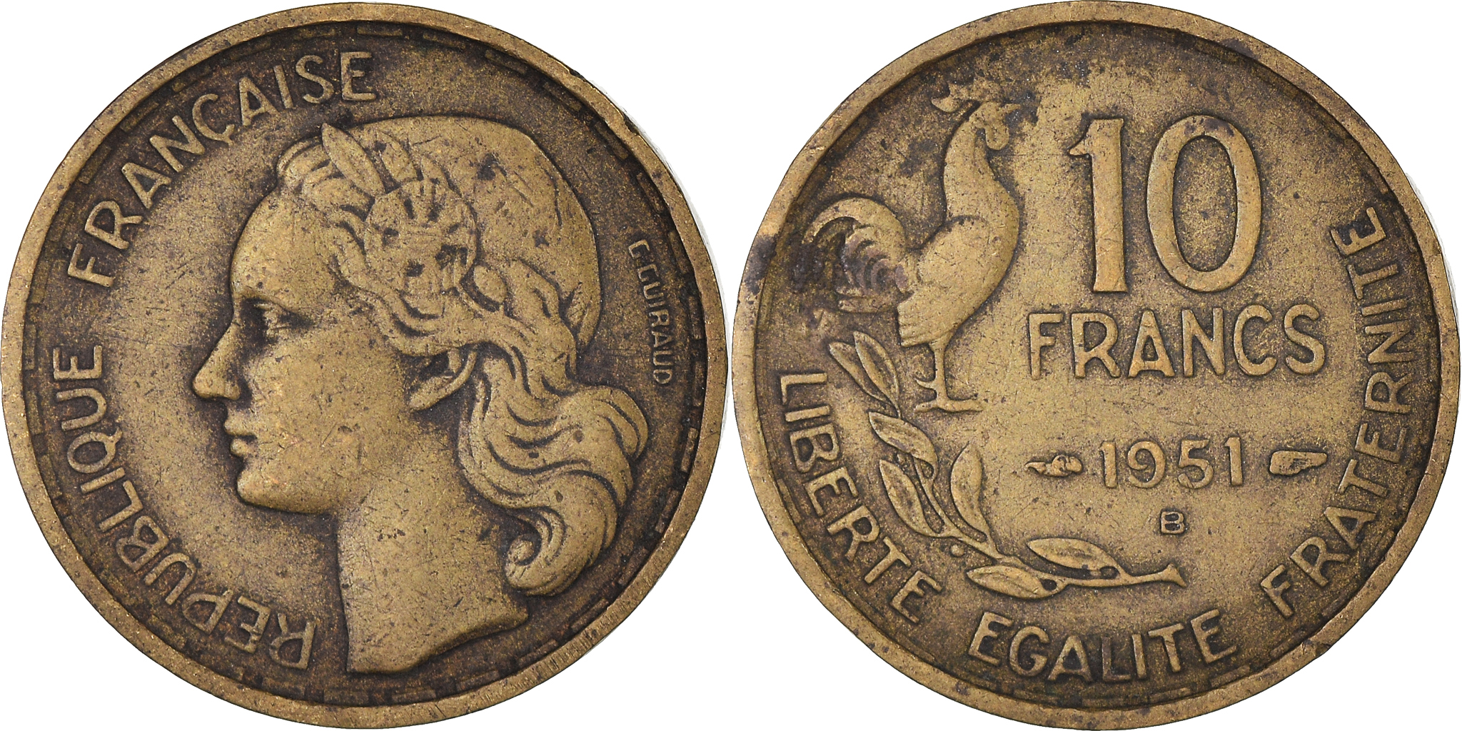 フランス 10 FRANCS 1951年 硬貨 10 francs 1951, France - Coin value - uCoin.net