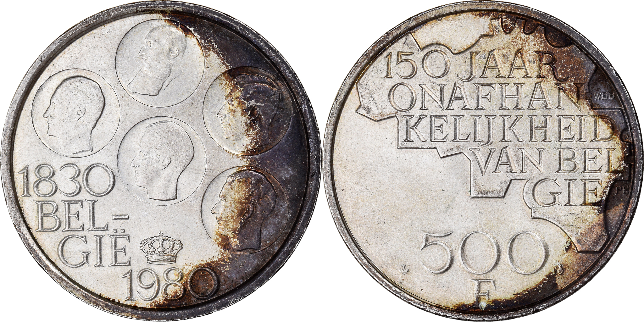 90年代 ユーロヴィンテージBEAUDUIN−MASSON BRUXELLES Coin, Belgium, Baudouin I, 500 Francs, 500 Frank, 1980, Brussels,