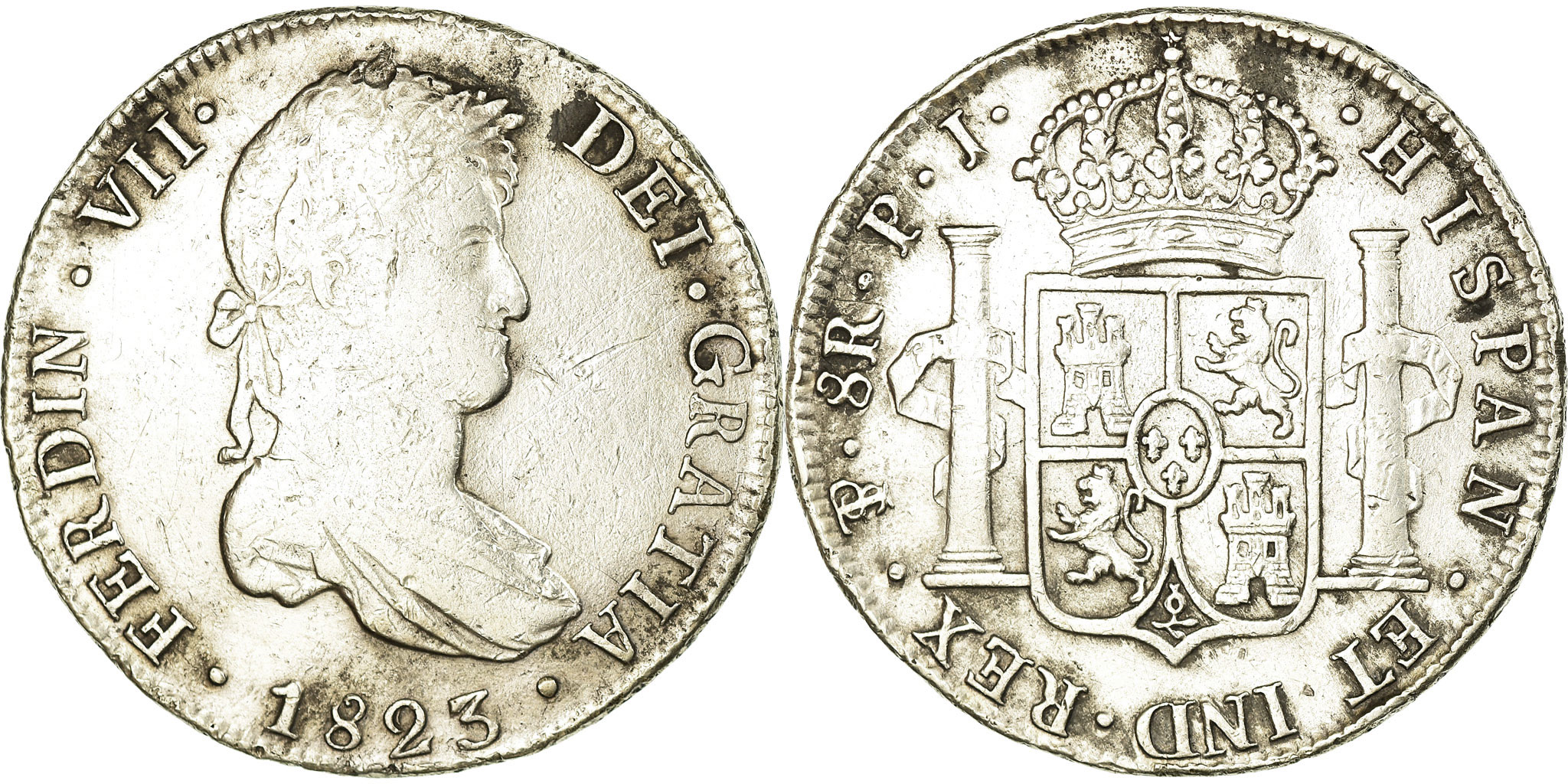 Coin, Bolivia, Ferdinand VII, 8 Reales, 1823, Potosi, , Silver, KM:84