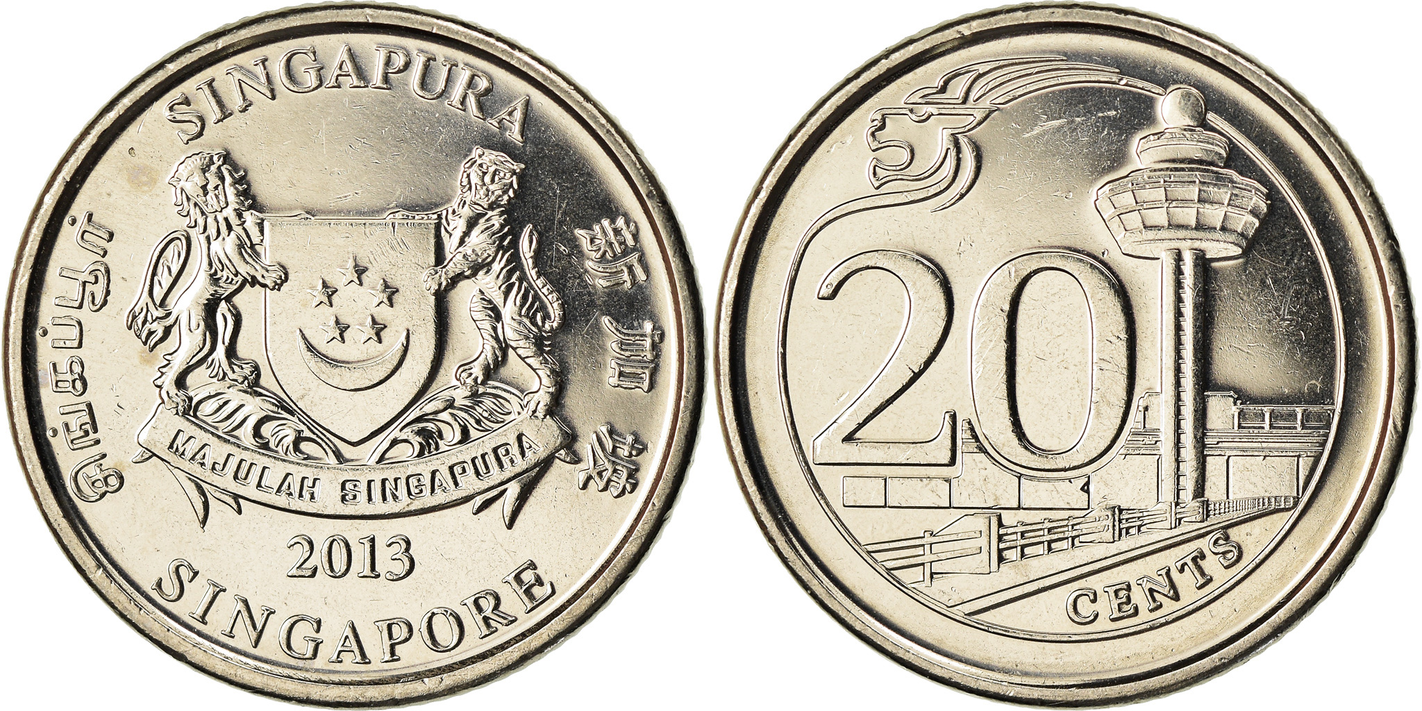 Coin, Singapore, 20 Cents, 2013, , Cupro-nickel, KM:New