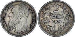 World Coins - Coin, Belgium, Leopold II, 2 Francs, 2 Frank, 1904, , Silver, KM:58.1
