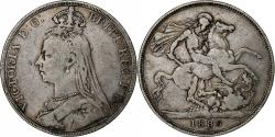 World Coins - Great Britain,, Victoria, 1 couronne, effigie du jubilé, 1889, Silver